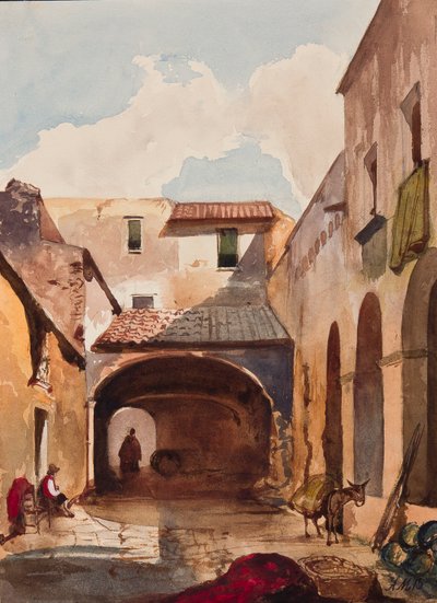 Passage and street with figures, with additions by Prince Alfonso Maria di Borbone, 1853 by Giacinto Gigante